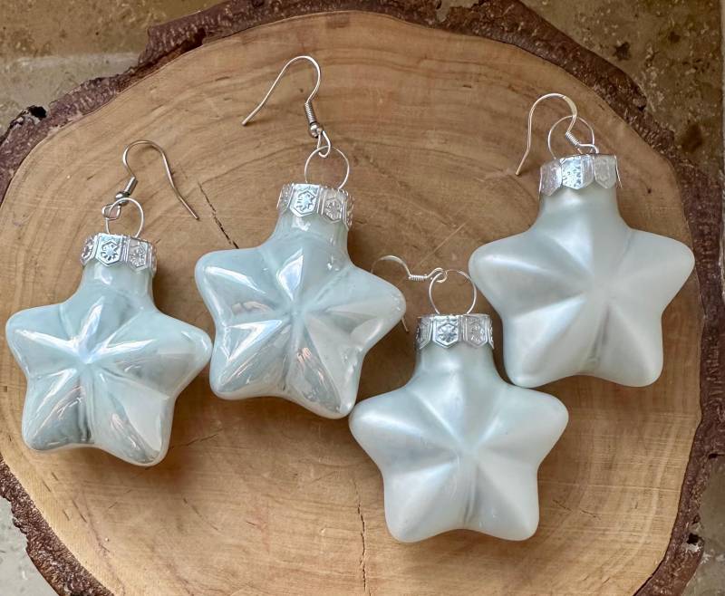 Ohrringe Stern Weihnachtsbaumschmuck Weiß Christnacht von MirisOhringe
