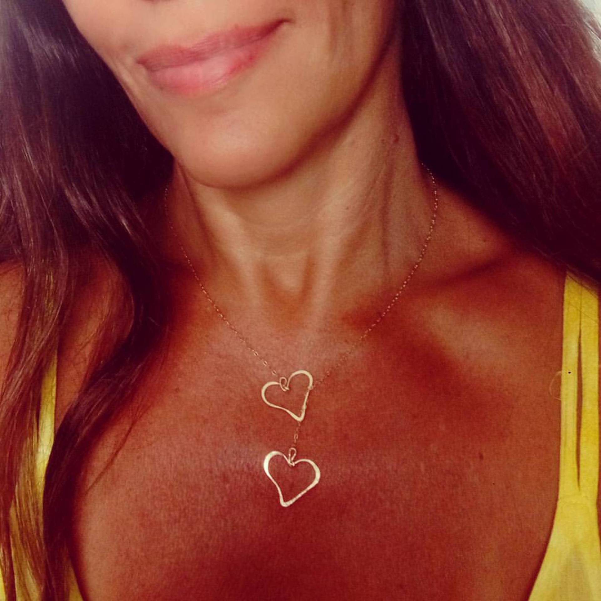 2Er Set Mutter Tochter Herz Halsketten, Schmuck von MiritLevinJewelry