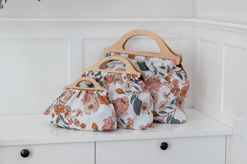 Albi » Stoff Retro Tasche Mit Holzgriff von MirkaWorks