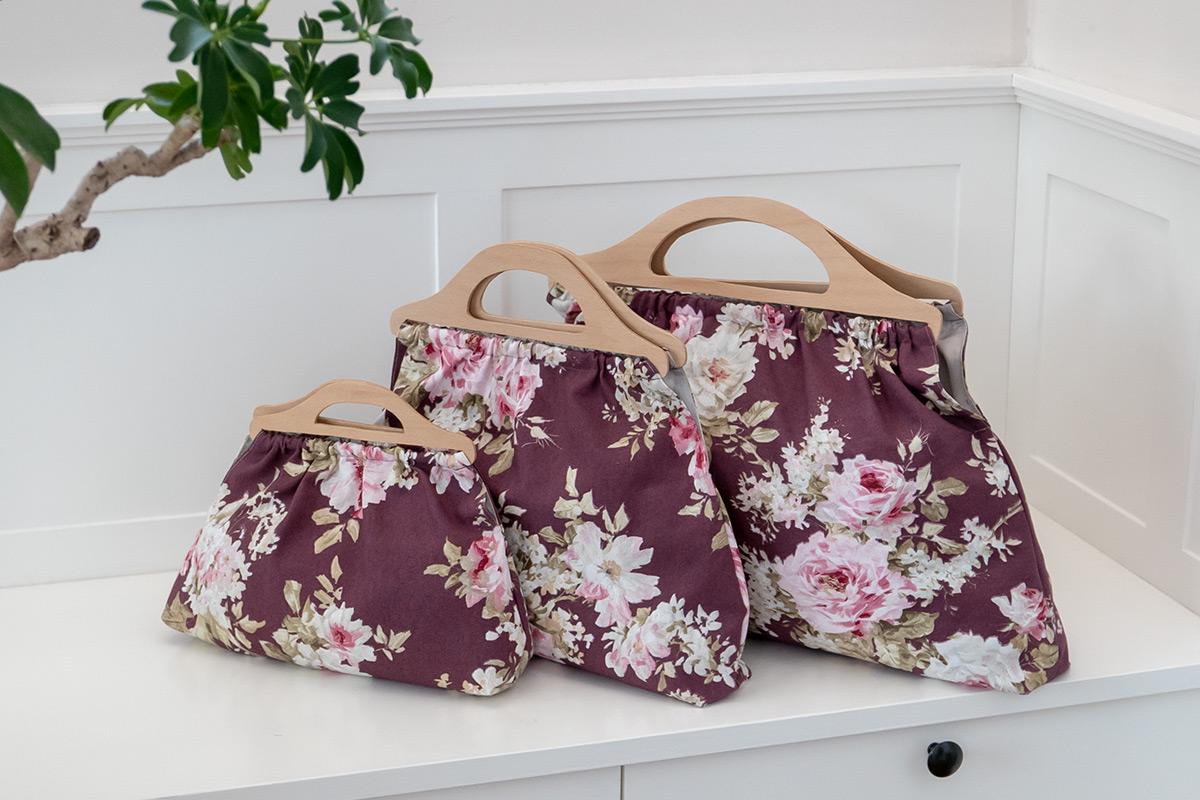 Zina » Stoff Retro Tasche Mit Holzgriff von MirkaWorks