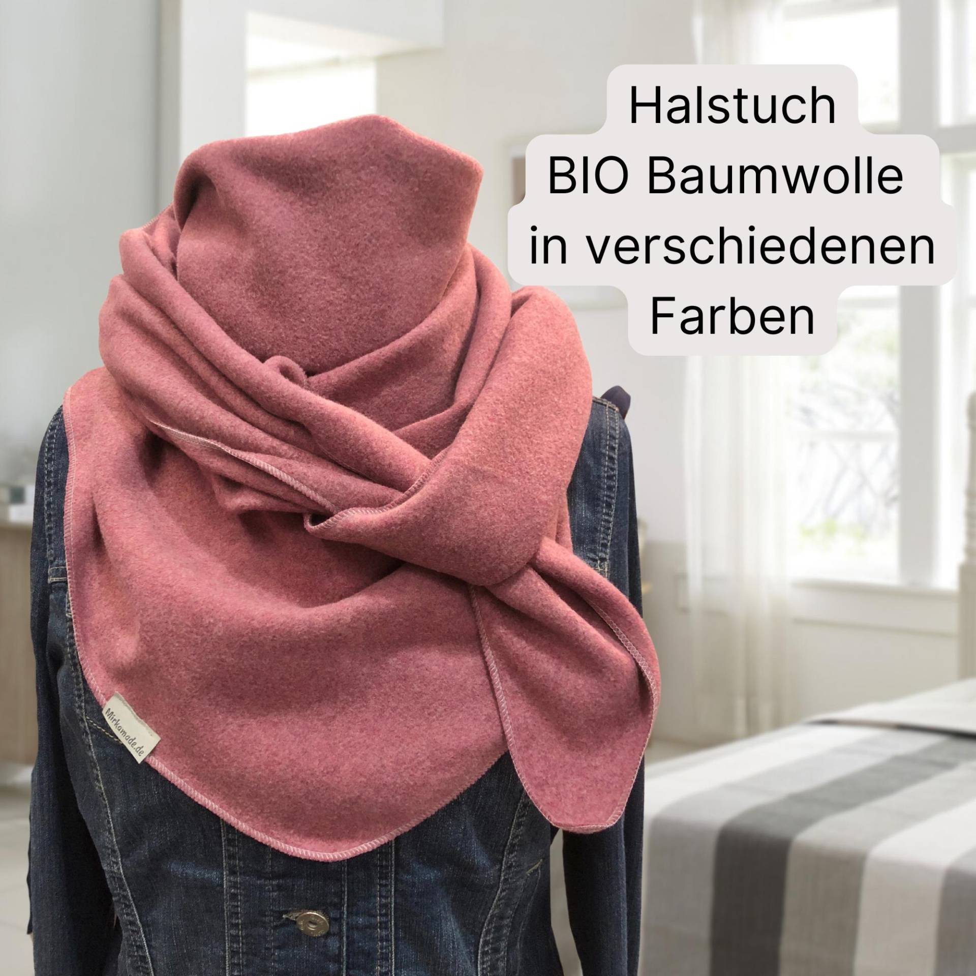 Dreieckstuch Bio Baumwolle, Verschiedene Farben, Kuschelig Warm, Halstuch Fleece, Schal, Baumwollfleece, Geschenk Für Freundin von MirkamadeDE