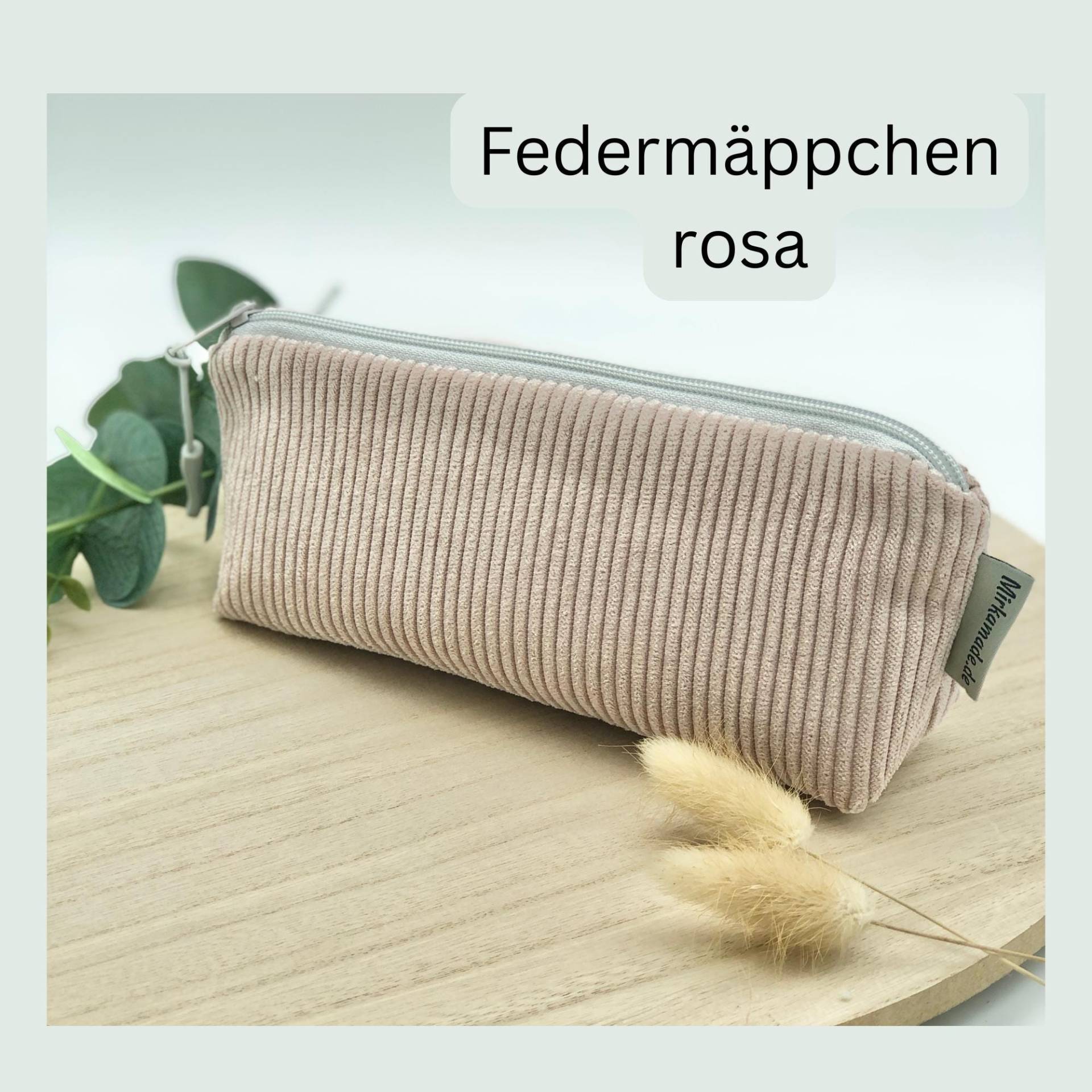 Federmäppchen Cord, Rosa, Altrosa Schminktasche Damen, Kosmetiktasche Federtasche, Mäppchen, Schlampermäppchen, Geschenk Für Lehrerin von MirkamadeDE
