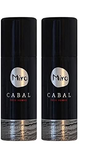 2 x MIRO CABAL pour homme/Herren Deodorant Spray 150 ml (300 ml) 24 h Schutz ohne Aluminium von Miro