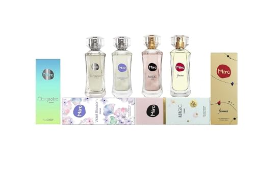 4 tlg. Miro Parfum Collection für Damen: Miro Turquoise EdP 50 ml + Miro Violet Blossom EdP 50 ml + Miro Magic EdP 50 ml + Miro Femme EdP 50 ml von Miro