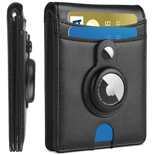 Miroddi Herren Geldbörse mit AirTag-Halter, Schwarz, Mit Airtag-Halterung von Miroddi