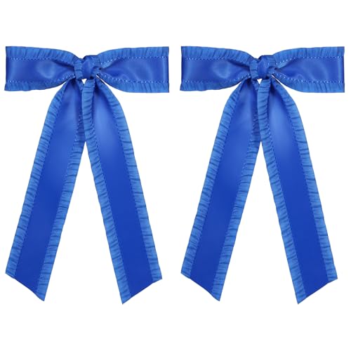 14 cm große, seidige Satin-Haarspangen mit doppeltem Rüschenband, Krokodil-Haarnadeln mit langem Schwanz, für Frauen und Mädchen, Hochzeitskleid, Dekor-Accessoire von Miroksh