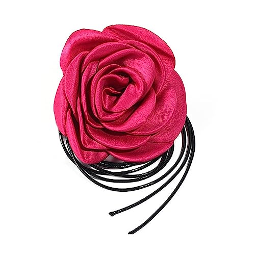 Blumen-Choker-Halskette, elegant, handgefertigt, Blumenhalsband, Party-Schmuck, Stoff, für Damen und Mädchen, Rosen-Halsband Blumen-Choker-Halskette, elegant, handgefertigt, Blumenhalsband, Party-Schmuck, Stoff, für Damen und Mädchen, Rosen-Halsband von Mirweon