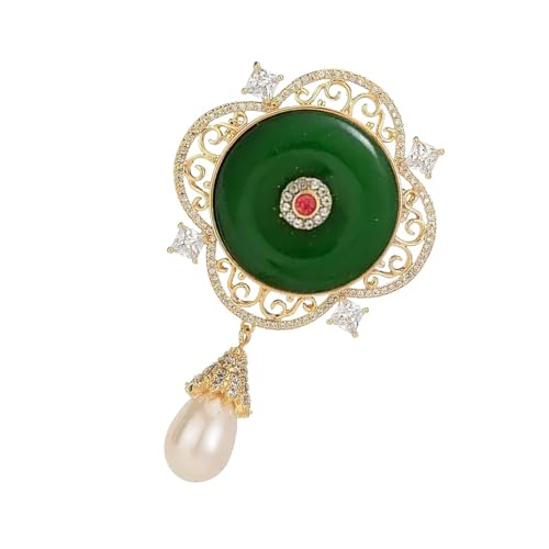 Brautbrosche aus robuster Legierung mit Strasssteinen und Tropfenperlen, aufwendige filigrane Handwerkskunst für Feiern, traditionelle Kragenbrosche, Einheitsgröße, Wie beschrieben von Mirweon