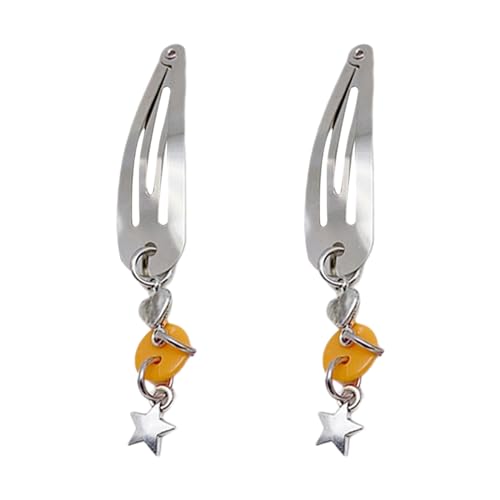 Haarspangen aus Metall mit baumelnden Anhängern, für Mädchen, zum Fotografieren, Reisen, verschiedene Farben, 2 Stück von Mirweon