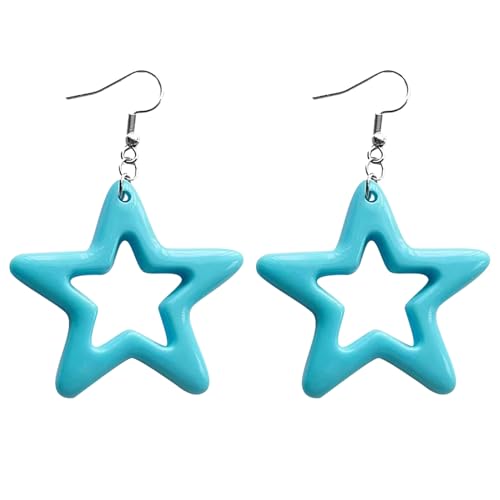 Hängende Ohrringe, einfache hohle Acryl-Stern-Anhänger, Tropfenohrringe, Statement-Schmuck, modische kleine Creolen von Mirweon