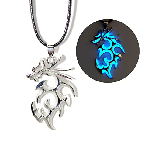 Leuchtender Drachen-Halsketten-Anhänger für Damen und Herren, Drachen-Hallowen-Schmuck, Geschenke, Tier-Halsketten, Anhänger, Halskette für Damen, Anhänger für Mädchen von Mirweon