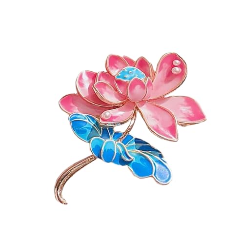 Lotus-Brosche in Blumenform, Schmuck-Abzeichen mit Kunstperlen, Kleidungszubehör für modische Outfits, Retro-Lotusperlen, Legierung, Brosche von Mirweon