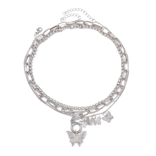 Mirweon 3 elegante Anhänger-Halskette mit Schmetterlings-Motiv, geeignet für passenden Mode-Look, Statement-Schmuck von Mirweon