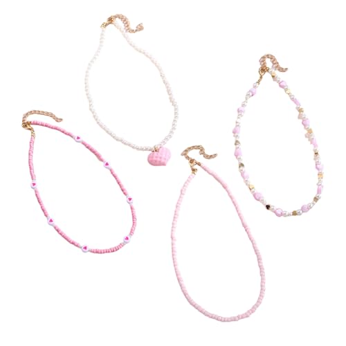 Mirweon 4 Stück/Packung Mädchen Schmetterling Perlen Harz Halskette Set Leichter sicherer Schmuck für Kinder Elegantes Freundschaftsgeschenk Leichtes Mädchen-Zubehör von Mirweon