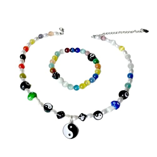 Mirweon Choker-Halskette mit Perlen für Männer und Frauen, bunter Stein-Armreif, Schutz, Schmuck von Mirweon