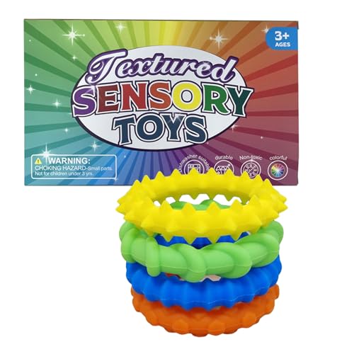 Mirweon Dehnbares sensorisches Armband aus Silikon für Kinder und Erwachsene, 4 Stück, zur Verbesserung der Aufmerksamkeit und Reduzierung von Stress, dehnbares Silikon-Armband von Mirweon