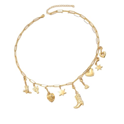 Mirweon Elegante unregelmäßige Halskette mit verschiedenen Anhängern, Partykette, Legierung, Textur für passende modische Outfits, Retro-Multi-Anhänger-Halskette von Mirweon