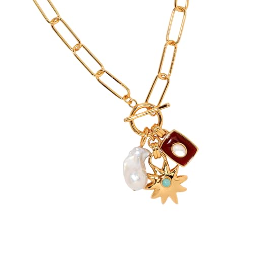 Mirweon Elegantes, schlichtes Design, bunte Anhänger-Halskette, Schmuck-Accessoire für den täglichen Gebrauch und besondere Anlässe, stilvolle Outfits, Studenten-Modeschmuck, Einheitsgröße, Wie von Mirweon