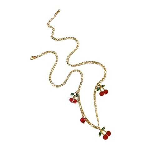 Mirweon Entzückende Obst-inspirierte, verstellbare Choker-Halskette, einfach zu tragen, Edelstahlkette für modische Looks, bequeme Edelstahlkette, Einheitsgröße, Wie beschrieben, Wie beschrieben von Mirweon