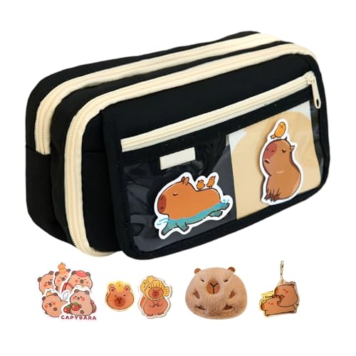 Mirweon Federmäppchen mit großem Fassungsvermögen, 9 Schichten, mehrere Fächer, Segeltuchbeutel, Reise-Kosmetik-Organizer, Tasche, Segeltuch, Schulzubehör, Taschen, Schwarzes Federmäppchen Mirweon Federmäppchen mit großem Fassungsvermögen, 9 Schichten, mehrere Fächer, Segeltuchbeutel, Reise-Kosmetik-Organizer, Tasche, Segeltuch, Schulzubehör, Taschen, Schwarzes Federmäppchen von Mirweon