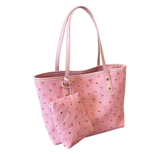 Mirweon Große Kapazität, Schleifen-Design, Schultertaschen, praktische PU-Unterarmtasche, lässiger Tragegriff oben, Geldbörse für Damen, für den täglichen Gebrauch, leicht, für die Arbeit unerlässlich von Mirweon