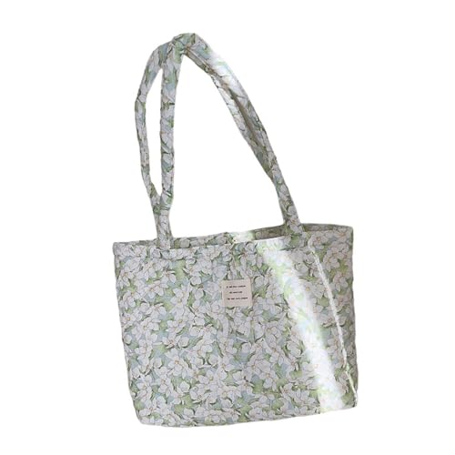 Mirweon Große Kapazität Baumwolle Floral Handtasche für Frauen mit weichem gestepptem Stoff Schultertasche Casual Achseltaschen Floral Umhängetasche, D, One Size von Mirweon