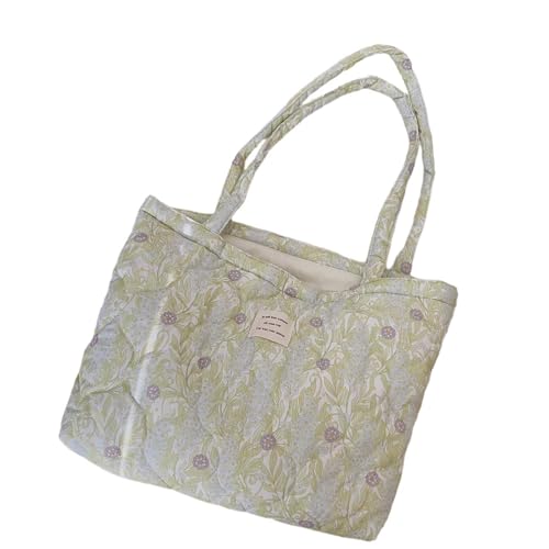 Mirweon Große Kapazität Baumwolle Floral Handtasche für Frauen mit weichem gestepptem Stoff Schultertasche Casual Achseltaschen Floral Umhängetasche, e, One Size von Mirweon
