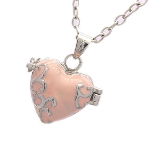 Mirweon Halskette mit Herz-Anhänger aus Messing mit Kunstharz-Finish und Geheimfach, Statement-Schmuck, elegant, für den täglichen Gebrauch, modisches Damen-Accessoire, Einheitsgröße, Wie beschrieben von Mirweon