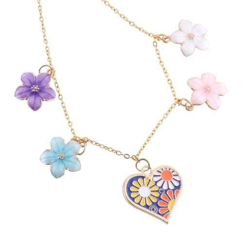 Mirweon Modische Halskette mit romantischem Blumen-Herz-Anhänger, verstellbare Kette für trendige Frauen, Damen, den täglichen Gebrauch, Freizeitkleidung von Mirweon