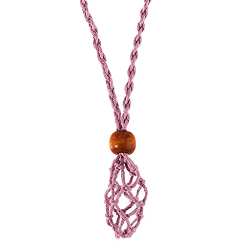 Mirweon Retro-Halskette mit gewebtem Naturstein-Anhänger, Netztasche, hohl, handgefertigter Schmuck, für Männer und Frauen, ohne verstellbaren Halskettenhalter von Mirweon