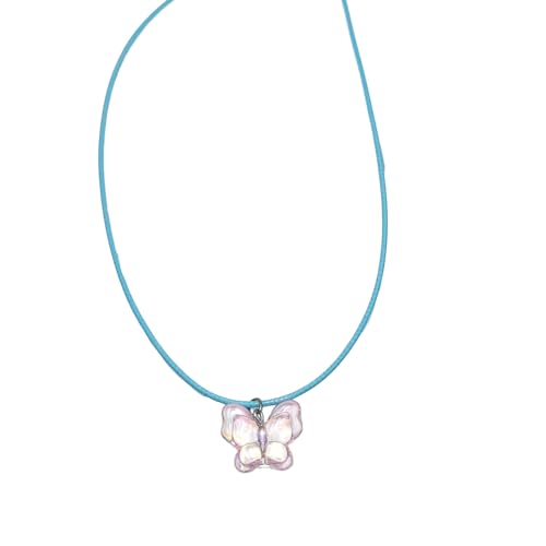 Mirweon Schlichte modische Halskette mit Schmetterlings-Anhänger, Schmuck, für Damen, Wachsseil, Schlüsselbeinkette, Hochzeits-Halskette von Mirweon