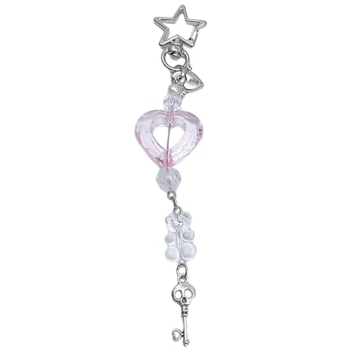 Mirweon Schlüsselband mit Schmetterlings-Perlen, Schleife, Anhänger, Handschlaufe, abnehmbare Handykette, Schlüsselanhänger, tragbares Accessoire für Damen von Mirweon