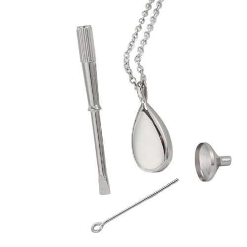 Mirweon Stilvolle Halskette mit Medaillon für ätherische Öle, stabiler Edelstahl, Parfümhalter, tragbares Schmuckzubehör, für den täglichen Gebrauch, Parfümflasche, Halskette, Einheitsgröße, Wie von Mirweon