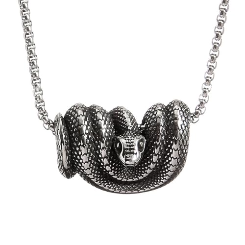 Mirweon Stilvolle Ouroboros Schlangenkette Edelstahl Ouroboros Schlangenkette Halszubehör für moderne Gothic-Stile Alternative Modeaccessoires, Einheitsgröße, Wie beschrieben, Wie beschrieben von Mirweon