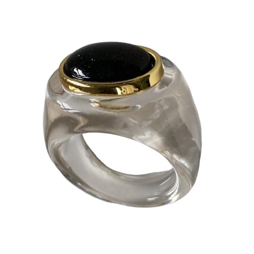 Mirweon Stilvolle Ringe aus Kunstharz, leicht, transparent/bernsteinfarben, Accessoires für modebewusste Frauen, lässiger Schmuck, Einheitsgröße, Wie beschrieben, Wie beschrieben von Mirweon