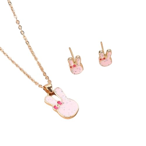 Mirweon Stilvolles Set mit Halskette und Ohrringen mit Hasen-Motiv, tragbares Accessoire zum Verschenken oder Personalisieren, robuster und bequemer Schmuck, Einheitsgröße, Wie beschrieben, Wie von Mirweon