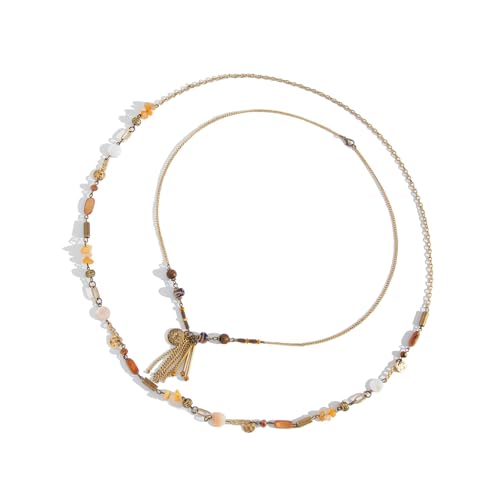 Mirweon Unregelmäßige türkisfarbene mehrschichtige stapelbare Halskette, stabile Legierungskette, leichtes Design für den täglichen Gebrauch, Türkis- und Legierungs-Statement-Halskette von Mirweon