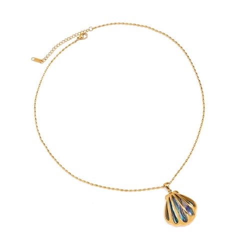 Mirweon Verstellbare Halskette mit Seestern-Muschelanhänger, Edelstahl, Schmuck, Geschenke für Urlaub, Marine-Themen-Halskette, Einheitsgröße, Wie beschrieben, Wie beschrieben von Mirweon