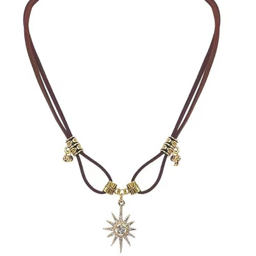 Mirweon Verstellbare Halskette mit Stern-Anhänger, Halsband, Schlüsselbeinkette, Schmuck für Frauen, Sonne und Mond von Mirweon