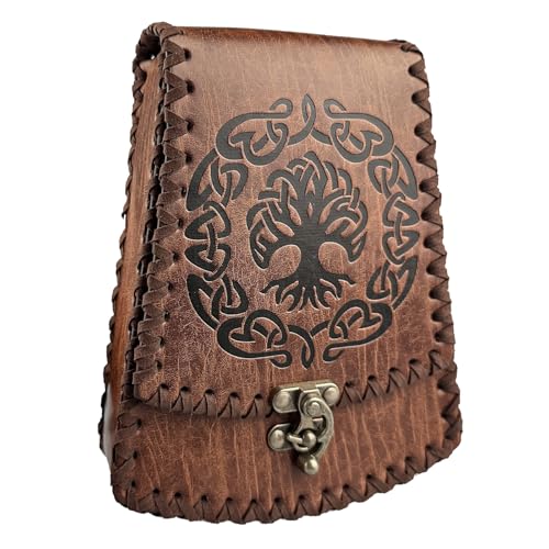 Mittelalterliche Gürteltasche, Vintage, geprägtes Leder, Gürteltasche, Mittelaltertasche, Handytasche, Münzgeldbörse für Männer und Frauen, Cosplay, D von Mirweon