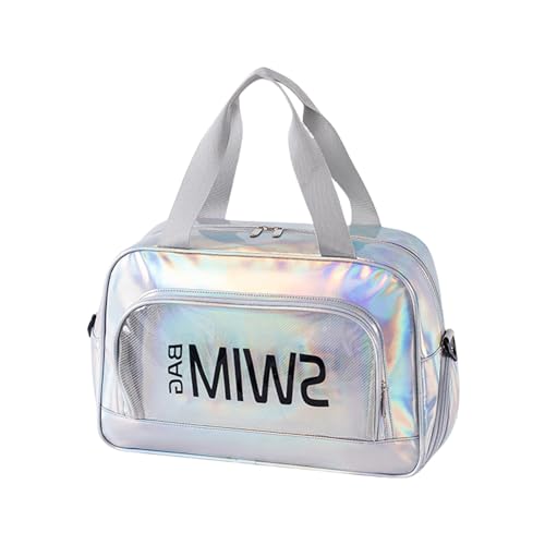 Reisetasche Fitness mit Schuhfach Gym Sport Große Kapazität Schwimmen Training Weekender Fitness Reisen Einfaches Gym Training Handheld Handtasche Gepäck, silber, Mass Beauty von Mirweon