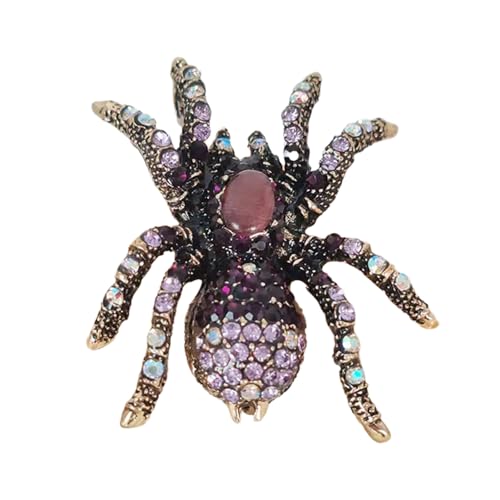 Strass-Brosche mit Spinnenverzierung, auffälliger Strass-Anstecker für stilvolle Halsband-Verbesserung, 4.8x4cm/1.89x1.57inches, Metalllegierung, Strasssteine von Mirweon