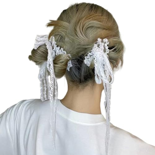 Stylisches Spitzen-Haarband mit Bändern, süßer Pferdeschwanz-Halter, Haargummis für Hochzeiten und den täglichen Gebrauch von Mirweon