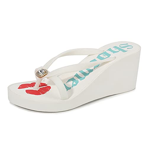 MisFox Damen Flip Flops Wedges Sandalen Sommer Strass Plateau Zehentrenner von MisFox