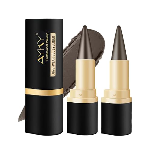 MisFun 2 Stück Matte Schnell Trocknender Eyeliner Wasserfest, Waterproof Gel Kajalstift Schwarz, Schnell Trocknendes, Wasserfeste Stifte Long Lasting, Gel Eyeliner, Anhaltend Eyeliner Stift (Braun) von MisFun