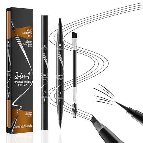 MisFun Augenbrauenstift, 2-in-1 Dual-Ended Microblading Augenbrauenstift, Wischfest Eyebrow Pencil, Augenbrauenstift für Perfekt Definierte Augenbrauen, mit Gabelspitze Applikator (Schwarz) von MisFun