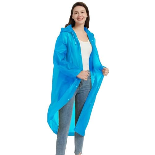 MisFun Regenponcho, Tragbarer Unisex-Regencape, Wasserdicht Atmungsaktiv Regenponcho Festival Lang Leicht Regenmante, Wiederverwendbar Poncho Regen für Wandern Radfahren Camping und Reisen（Blau） von MisFun