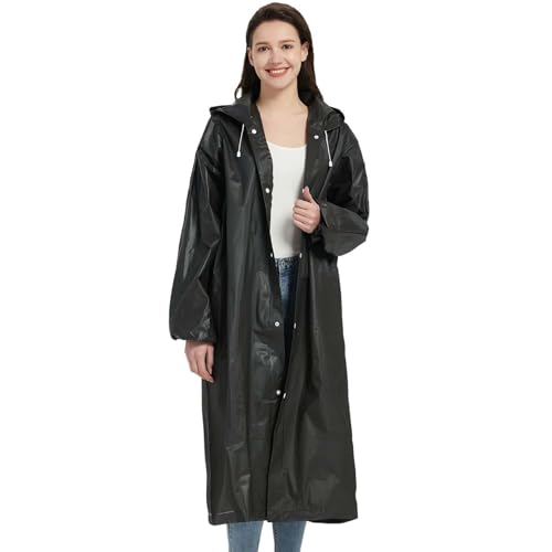 MisFun Regenponcho, Tragbarer Unisex-Regencape, Wasserdicht Atmungsaktiv Regenponcho Festival Lang Leicht Regenmante, Wiederverwendbar Poncho Regen für Wandern Radfahren Camping und Reisen（Schwarz） von MisFun