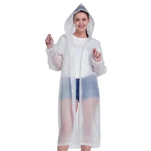 MisFun Regenponcho, Tragbarer Unisex-Regencape, Wasserdicht Atmungsaktiv Regenponcho Festival Lang Leicht Regenmante, Wiederverwendbar Poncho Regen für Wandern Radfahren Camping und Reisen（Weiß） von MisFun