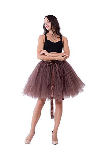 Damen Vintage Petticoat Tutu Tüllrock Taille 66-100CM Midilang One Size von MisShow